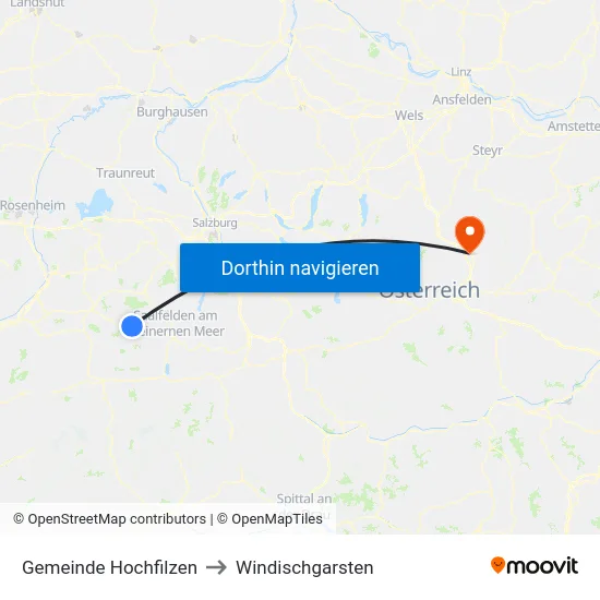 Gemeinde Hochfilzen to Windischgarsten map