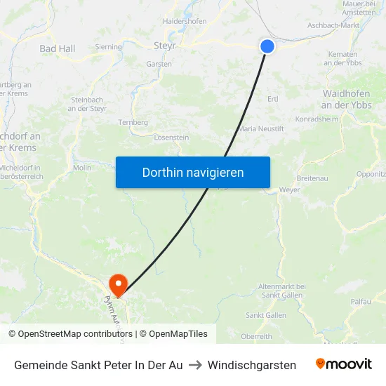 Gemeinde Sankt Peter In Der Au to Windischgarsten map
