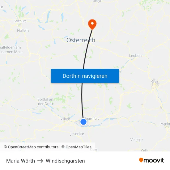 Maria Wörth to Windischgarsten map