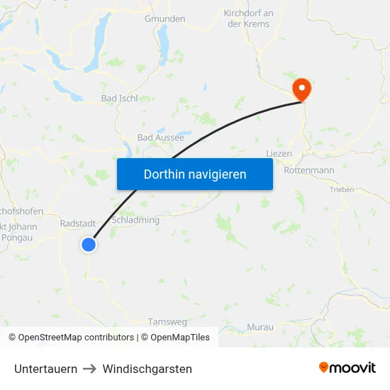 Untertauern to Windischgarsten map