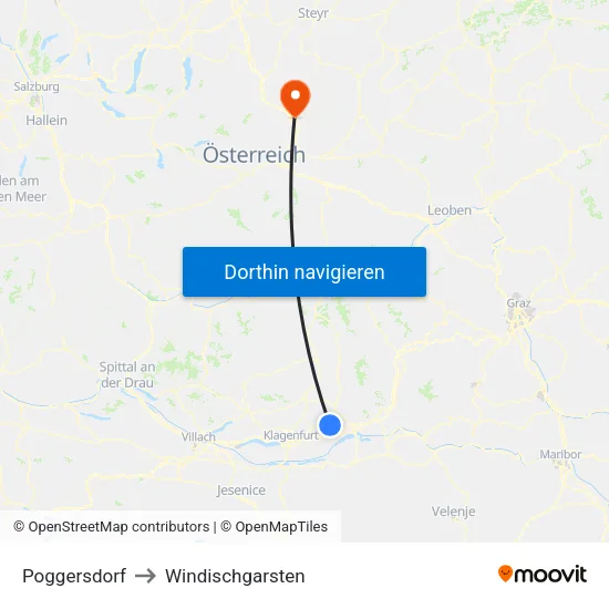 Poggersdorf to Windischgarsten map