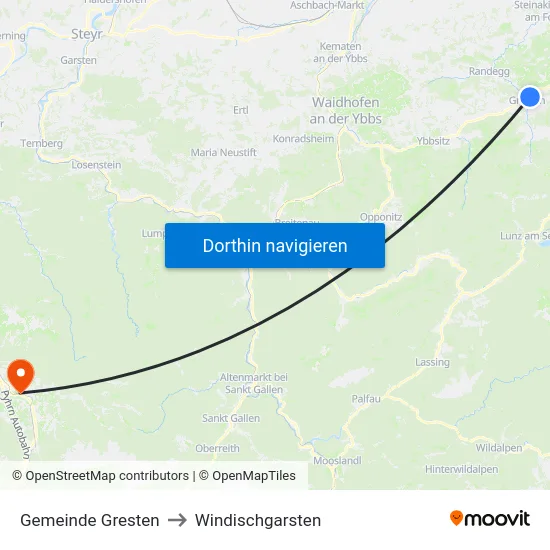 Gemeinde Gresten to Windischgarsten map