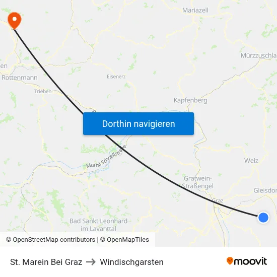 St. Marein Bei Graz to Windischgarsten map