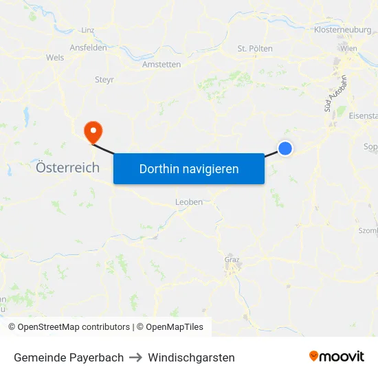 Gemeinde Payerbach to Windischgarsten map