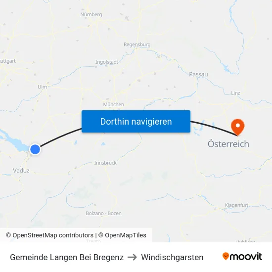 Gemeinde Langen Bei Bregenz to Windischgarsten map