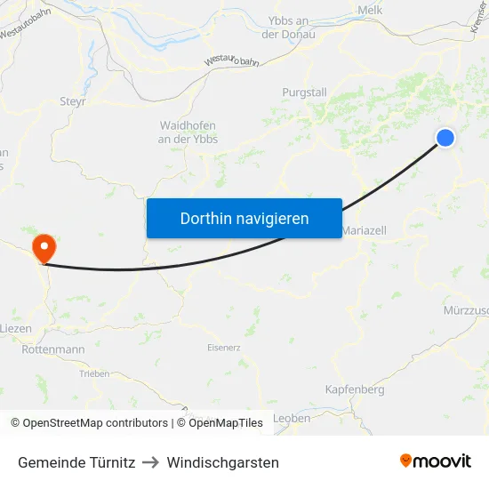 Gemeinde Türnitz to Windischgarsten map