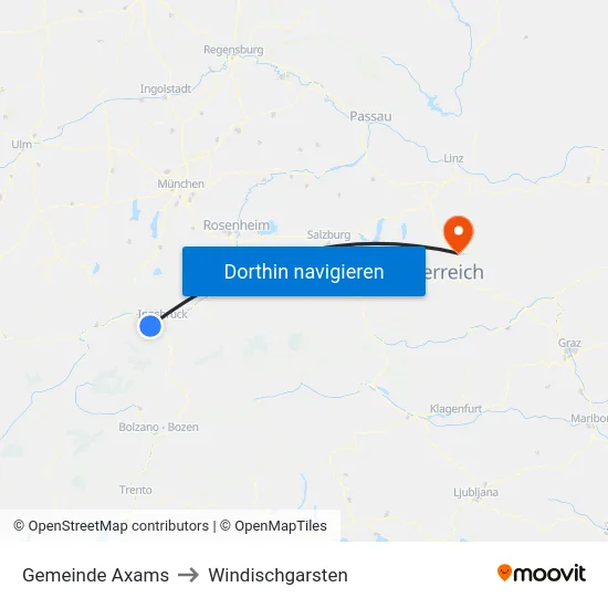 Gemeinde Axams to Windischgarsten map
