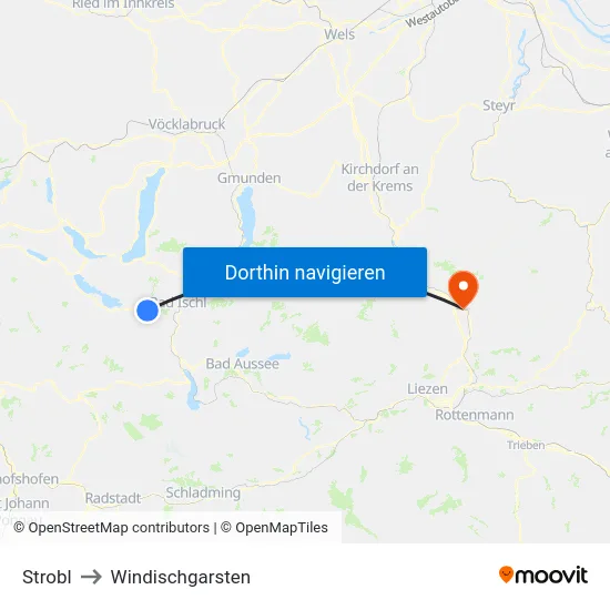 Strobl to Windischgarsten map
