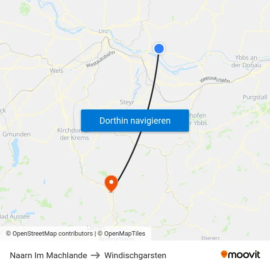 Naarn Im Machlande to Windischgarsten map