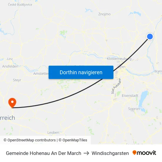 Gemeinde Hohenau An Der March to Windischgarsten map