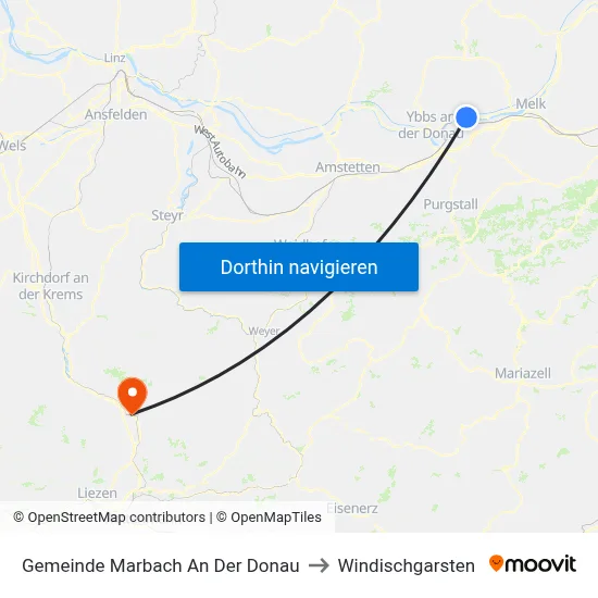 Gemeinde Marbach An Der Donau to Windischgarsten map