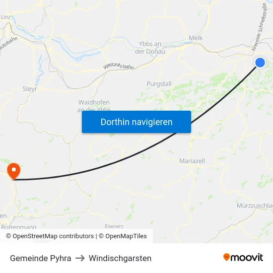 Gemeinde Pyhra to Windischgarsten map