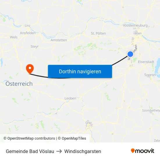 Gemeinde Bad Vöslau to Windischgarsten map