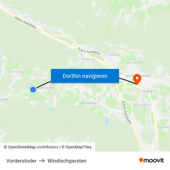 Vorderstoder to Windischgarsten map