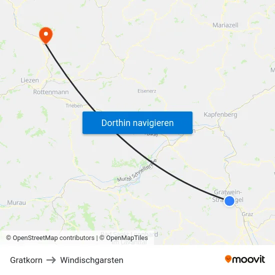 Gratkorn to Windischgarsten map