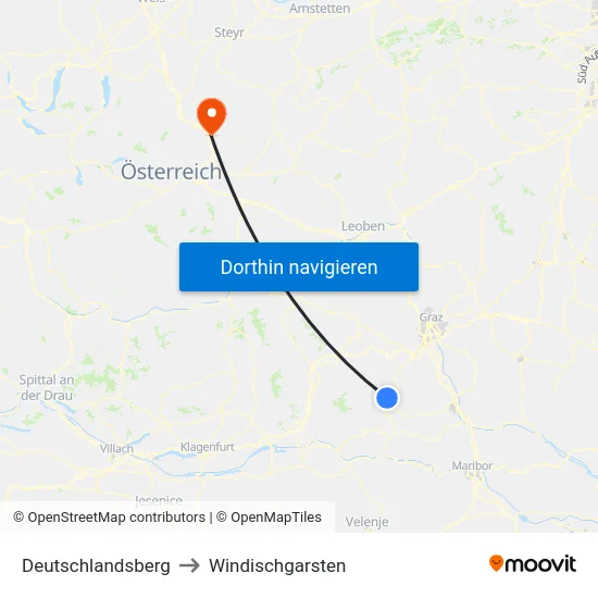Deutschlandsberg to Windischgarsten map