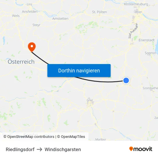 Riedlingsdorf to Windischgarsten map