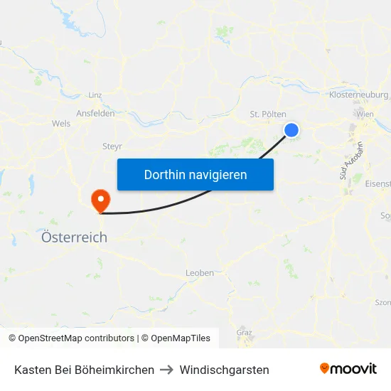 Kasten Bei Böheimkirchen to Windischgarsten map