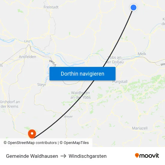 Gemeinde Waldhausen to Windischgarsten map