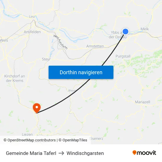 Gemeinde Maria Taferl to Windischgarsten map