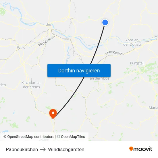 Pabneukirchen to Windischgarsten map