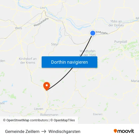 Gemeinde Zeillern to Windischgarsten map