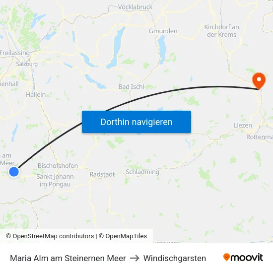 Maria Alm am Steinernen Meer to Windischgarsten map