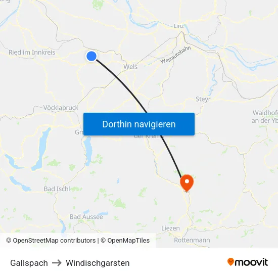 Gallspach to Windischgarsten map