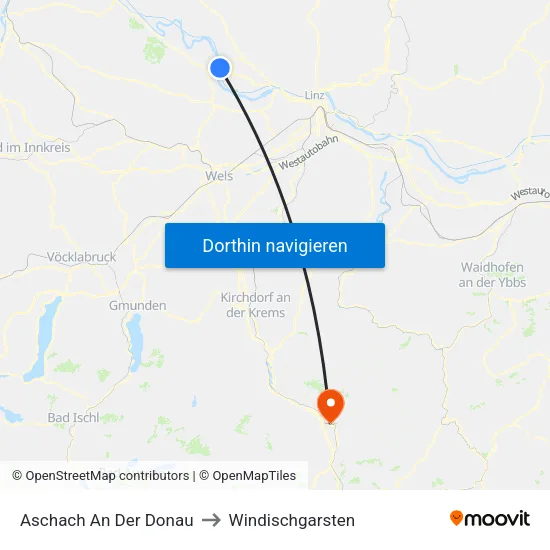 Aschach An Der Donau to Windischgarsten map