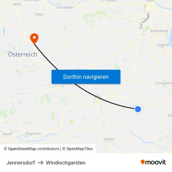 Jennersdorf to Windischgarsten map