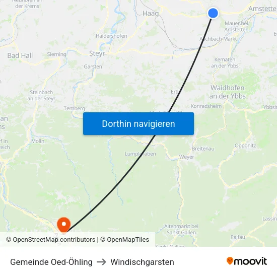 Gemeinde Oed-Öhling to Windischgarsten map