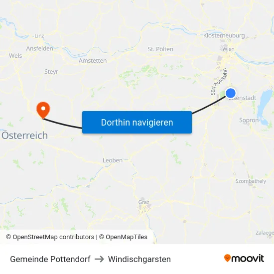 Gemeinde Pottendorf to Windischgarsten map