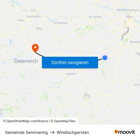 Gemeinde Semmering to Windischgarsten map