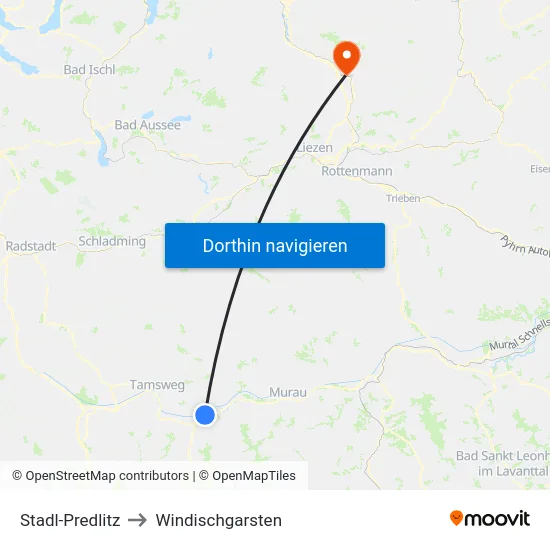 Stadl-Predlitz to Windischgarsten map