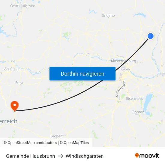 Gemeinde Hausbrunn to Windischgarsten map
