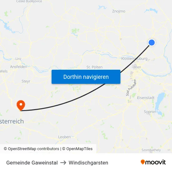 Gemeinde Gaweinstal to Windischgarsten map
