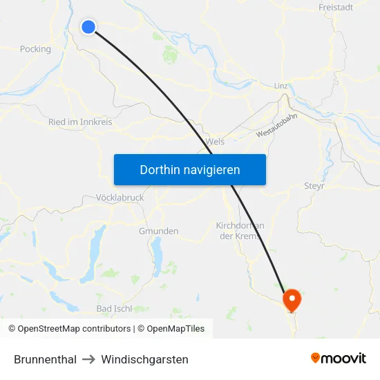 Brunnenthal to Windischgarsten map