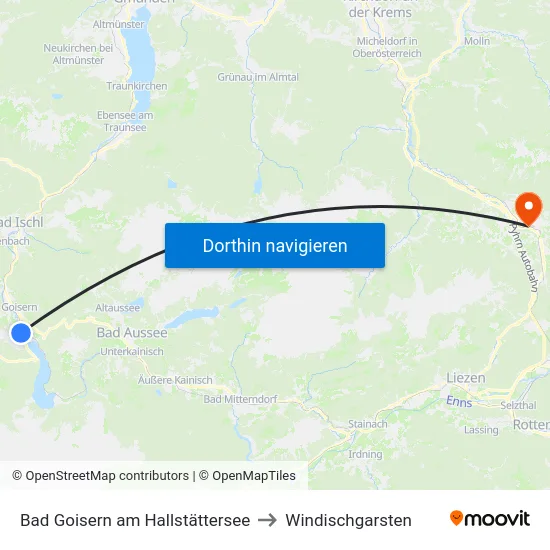 Bad Goisern am Hallstättersee to Windischgarsten map