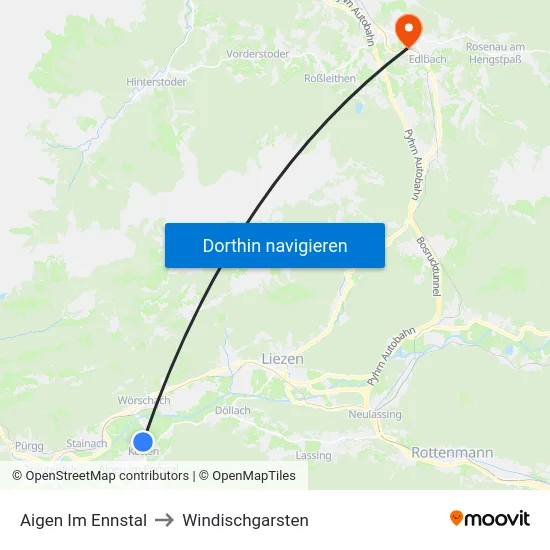 Aigen Im Ennstal to Windischgarsten map