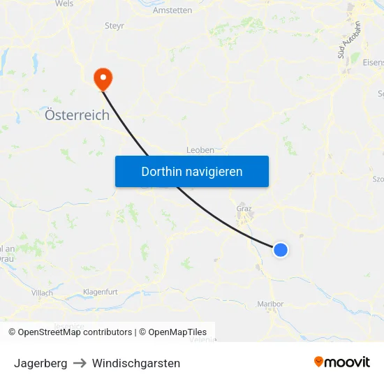 Jagerberg to Windischgarsten map