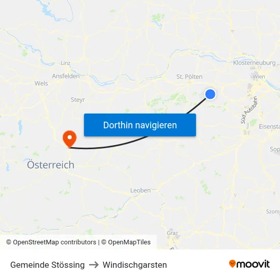 Gemeinde Stössing to Windischgarsten map