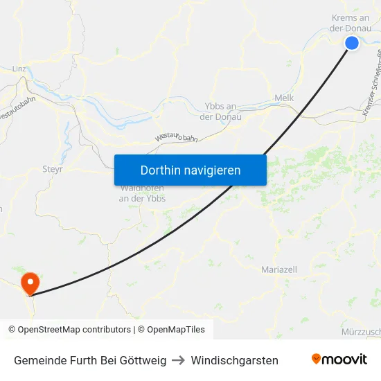 Gemeinde Furth Bei Göttweig to Windischgarsten map
