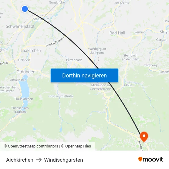 Aichkirchen to Windischgarsten map