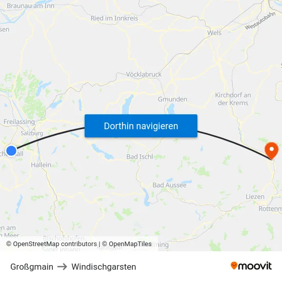 Großgmain to Windischgarsten map
