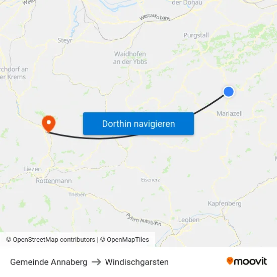Gemeinde Annaberg to Windischgarsten map
