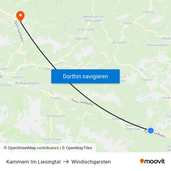 Kammern Im Liesingtal to Windischgarsten map