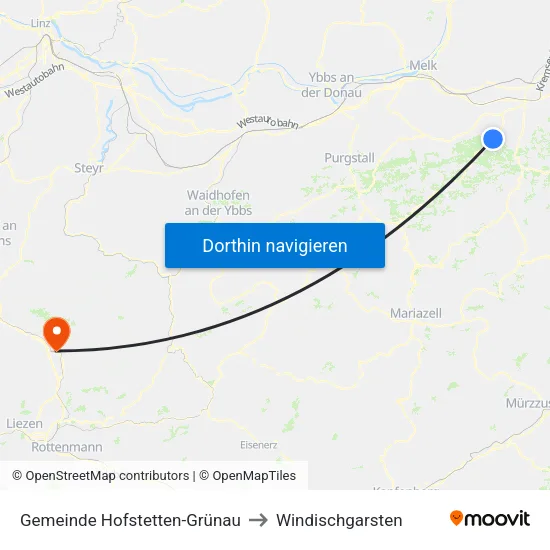 Gemeinde Hofstetten-Grünau to Windischgarsten map