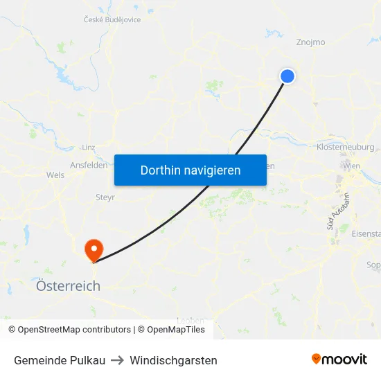 Gemeinde Pulkau to Windischgarsten map