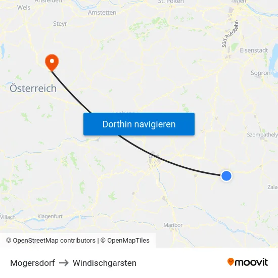 Mogersdorf to Windischgarsten map