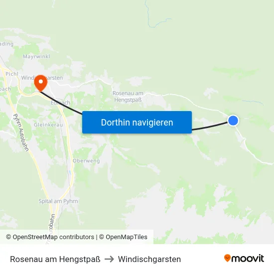 Rosenau am Hengstpaß to Windischgarsten map